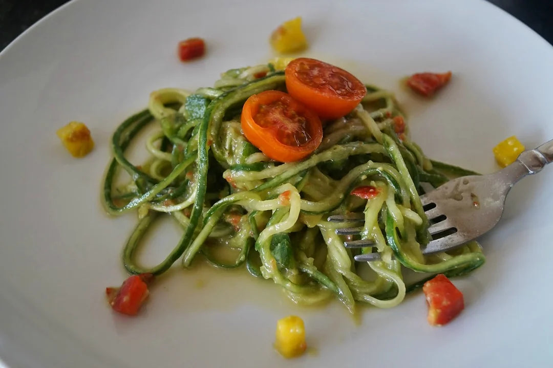 Cucumber Noodles With Avocado Pepper Sauce