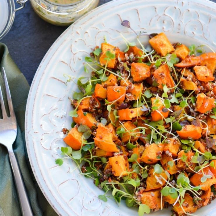 Roasted Acorn Squash, Micro-greens and Quinoa Salad